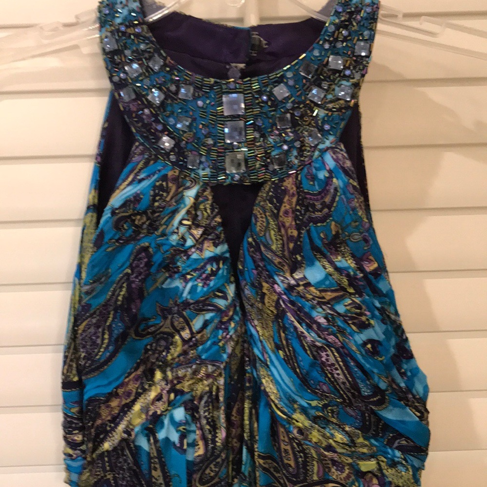 Gown-Cachet Blue/Purple Paisley Maxi Halter